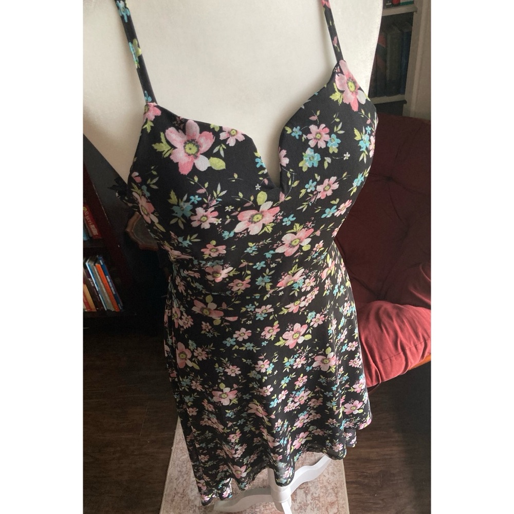 NoBo Cutout Back Hi-Low Floral Sundress Stretch Lace Mesh Juniors XL
